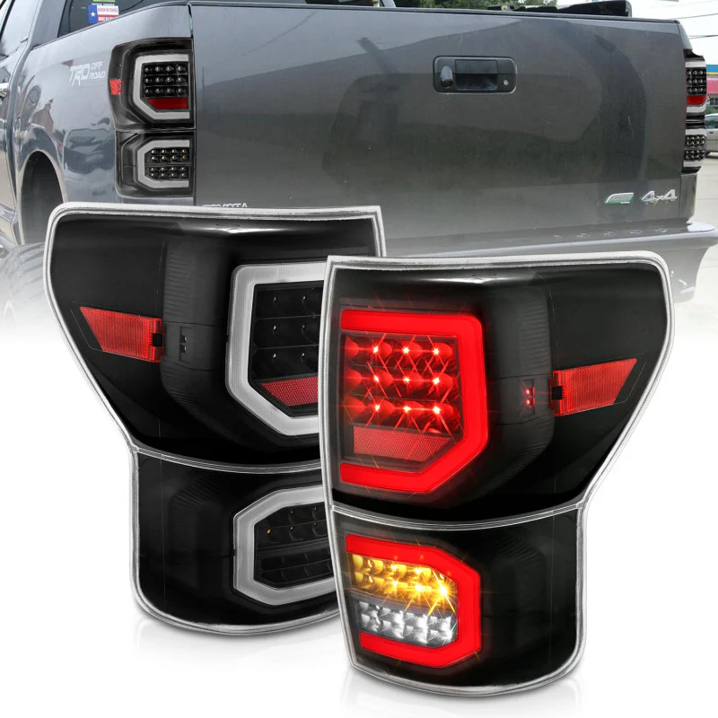 ANZO 2007-2013 Toyota Tundra LED Taillights Plank Style Black w/Clear Lens - Image 2