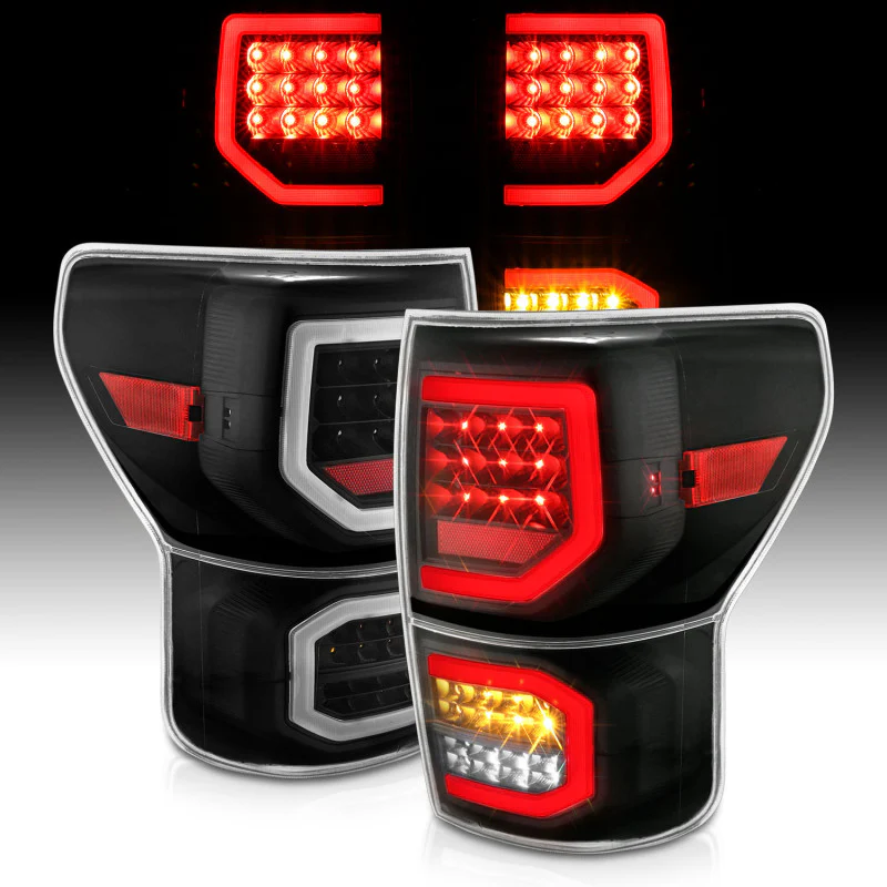 ANZO 2007-2013 Toyota Tundra LED Taillights Plank Style Black w/Clear Lens - Image 3