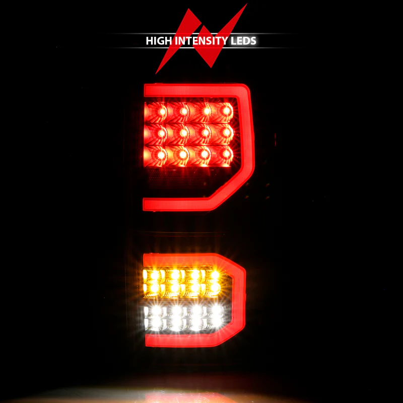ANZO 2007-2013 Toyota Tundra LED Taillights Plank Style Black w/Clear Lens - Image 4