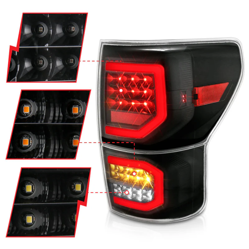 ANZO 2007-2013 Toyota Tundra LED Taillights Plank Style Black w/Clear Lens - Image 6