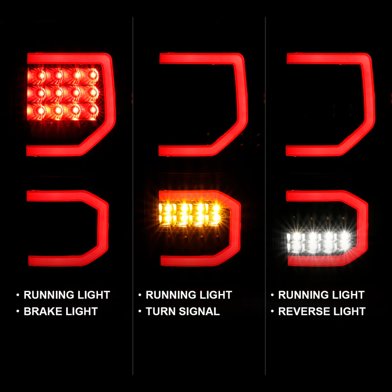 ANZO 2007-2013 Toyota Tundra LED Taillights Plank Style Black w/Clear Lens - Image 7