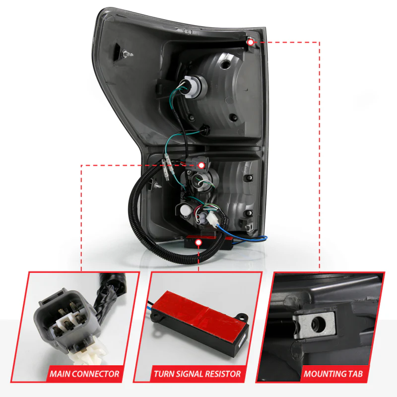 ANZO 2007-2013 Toyota Tundra LED Taillights Plank Style Black w/Smoke Lens - Image 16