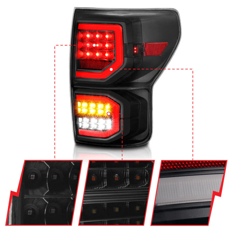 ANZO 2007-2013 Toyota Tundra LED Taillights Plank Style Black w/Smoke Lens - Image 8