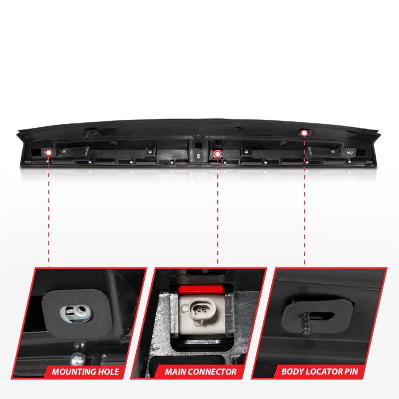 ANZO 2007-2014 Chevrolet Suburban 1500 LED 3rd Brake Light Black Housing Smoke Lens w/ Spoiler 1pc - Image 9