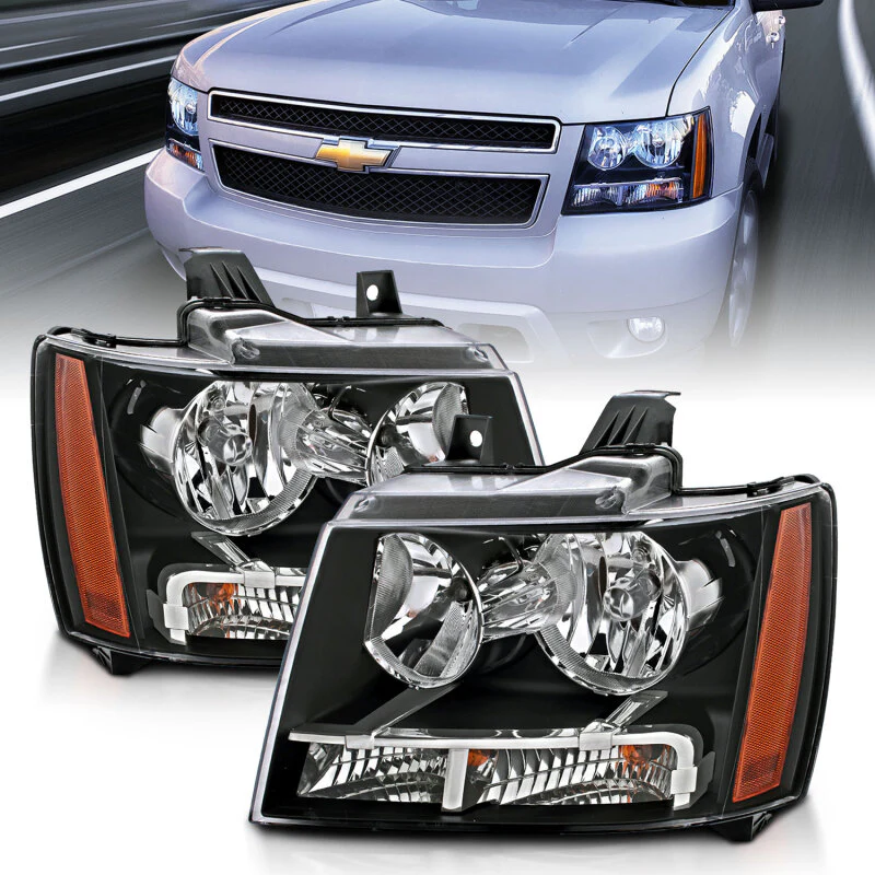 ANZO 2007-2014 Chevrolet Tahoe/Suburban Crystal Headlights Black - Image 4