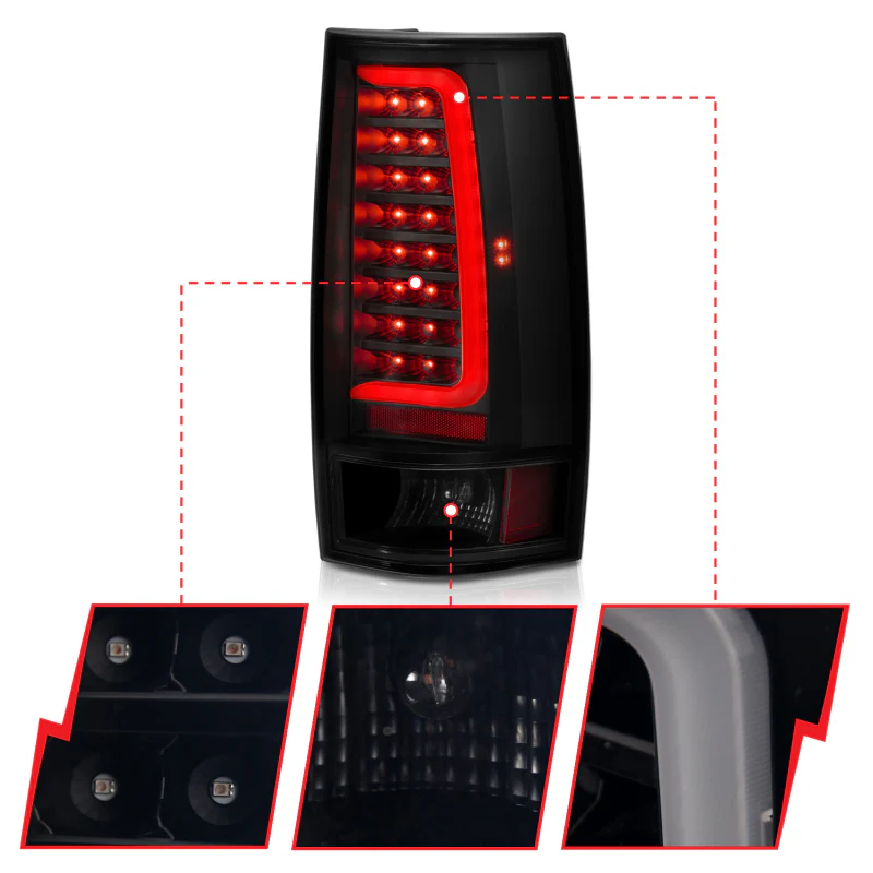 ANZO 2007-2014 Chevy Tahoe LED Taillight Plank Style Black w/Smoke Lens - Image 3