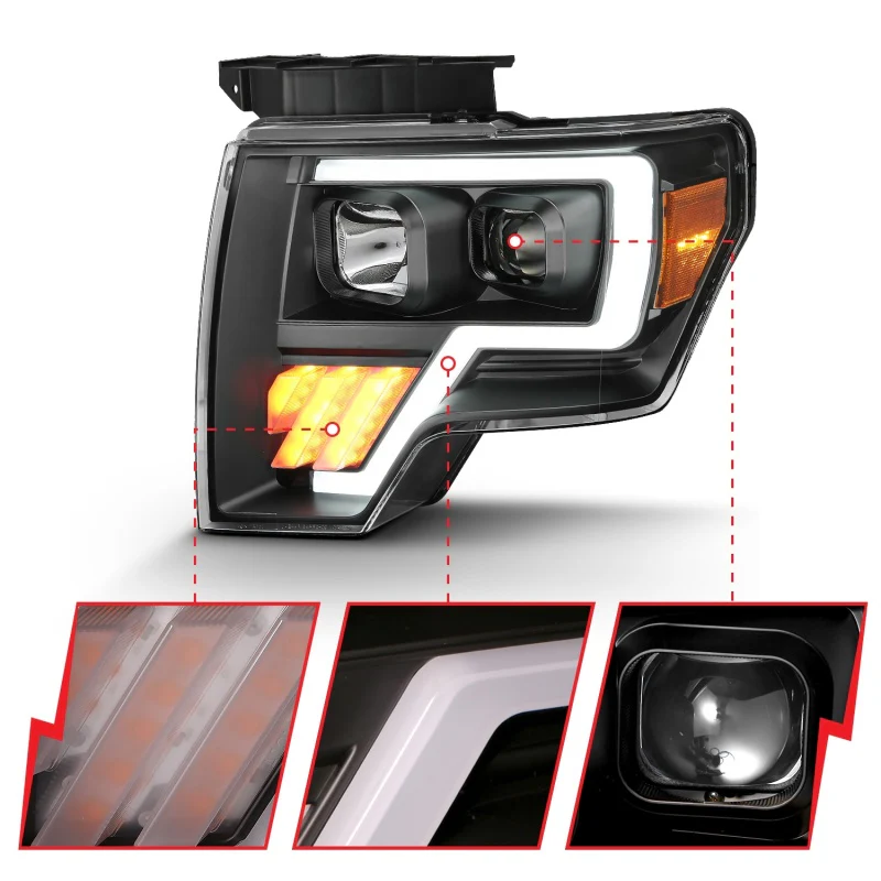 ANZO 2009-2014 Ford F-150 Projector Light Bar G4 H.L. Black Amber - Image 3