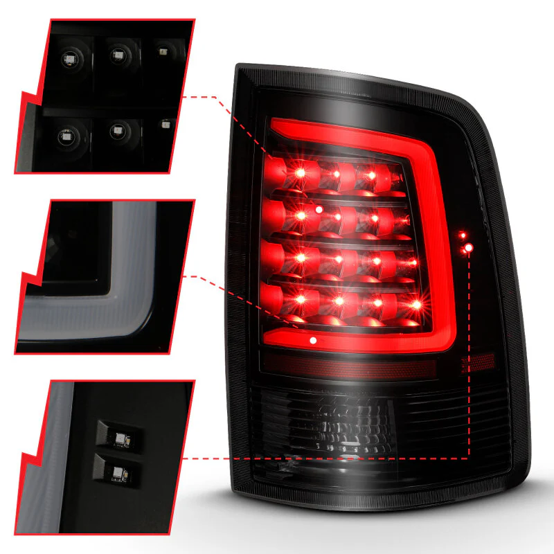 ANZO 2009-2018 Dodge Ram 1500 LED Taillight Plank Style Black w/Smoke Lens - Image 6