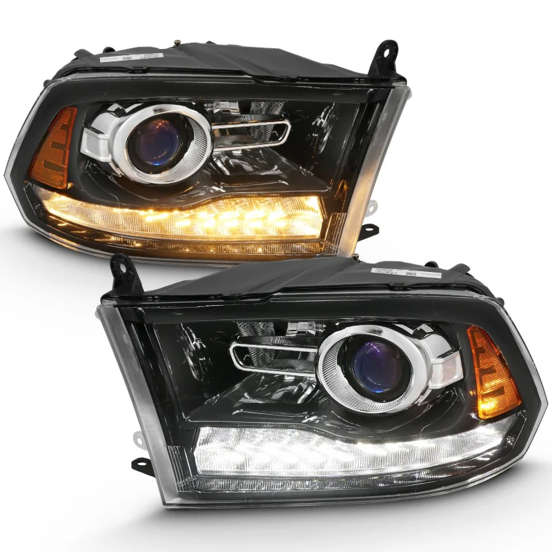 ANZO 2009-2018 Dodge Ram 1500 Projector Plank Style Switchback H.L Halo Black Amber (OE Style) - Image 15
