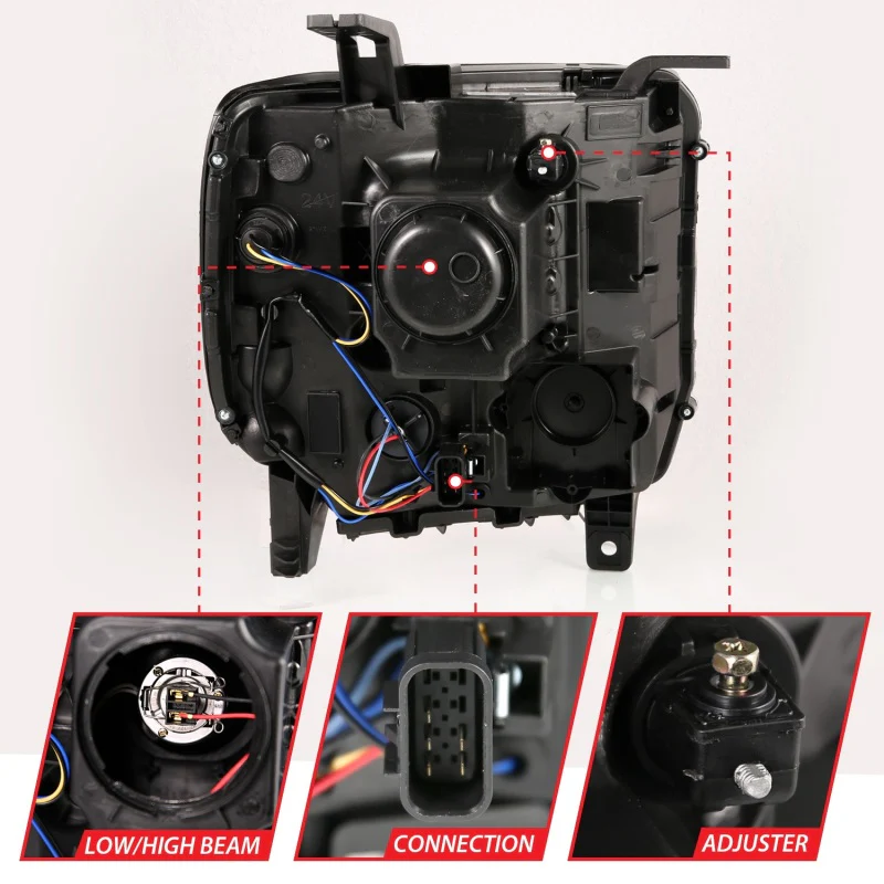 ANZO 2014-2015 GMC Sierra 1500HD Projector Plank Style Headlight Black W/ DRL - Image 5