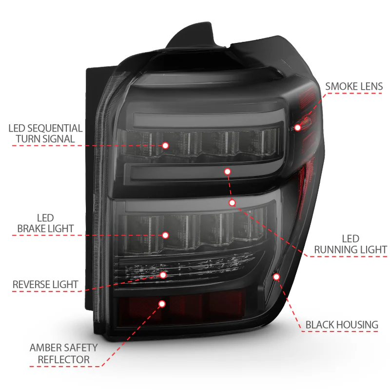 ANZO 2014-2020 Toyota 4Runner T.L Black Housing Smoke Lens Red Light Bar W/Sequential - Image 14