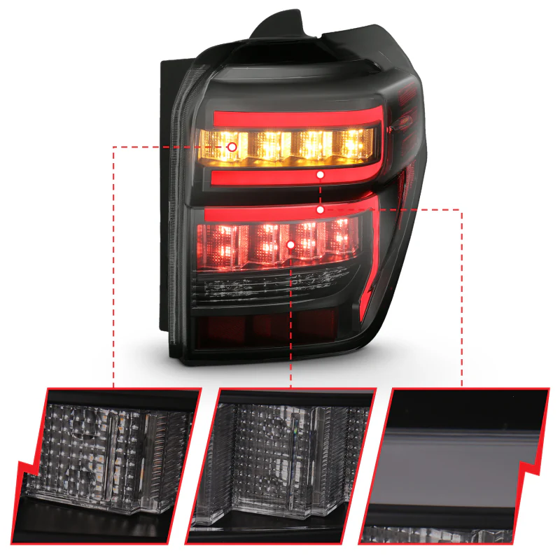 ANZO 2014-2020 Toyota 4Runner T.L Black Housing Smoke Lens Red Light Bar W/Sequential - Image 6
