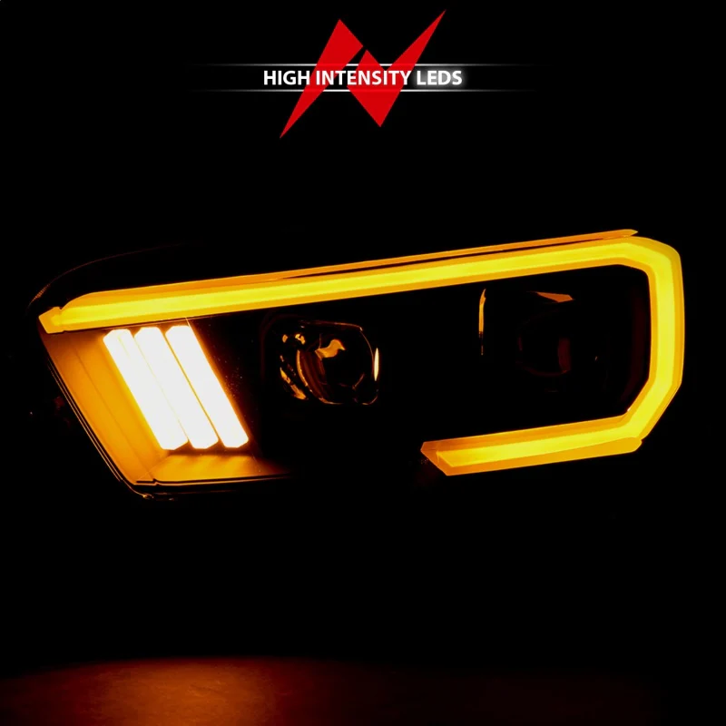 ANZO 2016-2017 Toyota Tacoma Projector Headlights w/ Plank Style Switchback Black w/ Amber w/ DRL - Image 13