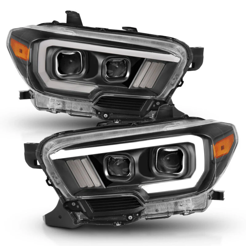 ANZO 2016-2017 Toyota Tacoma Projector Headlights w/ Plank Style Switchback Black w/ Amber w/ DRL - Image 6