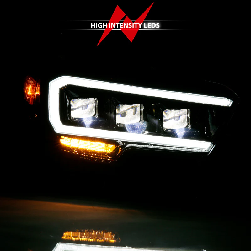 ANZO 2016-2018 Toyota Tacoma LED Projector Headlights Plank Style Black w/ Amber - Image 17