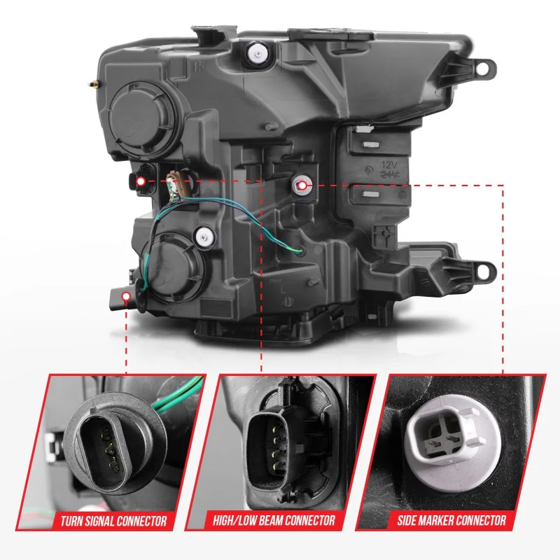 ANZO 2018-2020 Ford F-150 Projector Headlight w/ Plank Style Switchback Black Housing - Image 8
