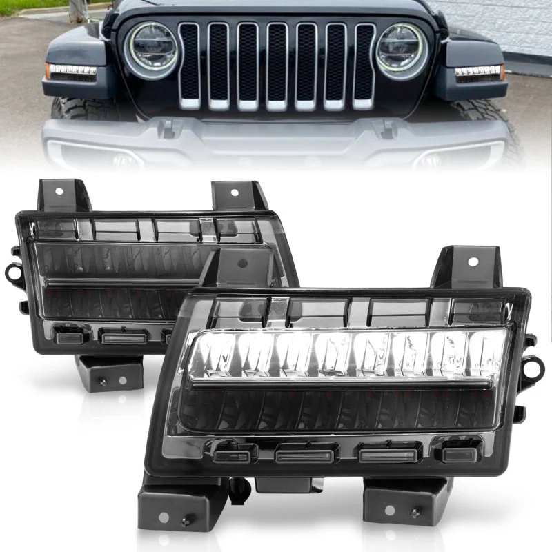 ANZO 2018-2021 Jeep Wrangler LED Side Markers Chrome Housing Smoke Lens w/ Seq. Signal Sport Bulb - Image 2