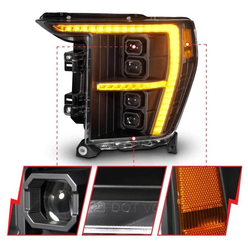 ANZO 21-23 Ford F-150 (w/Factory Halogen) Z-Series Full LED Proj Headlights - Driver Side ONLY - Image 4