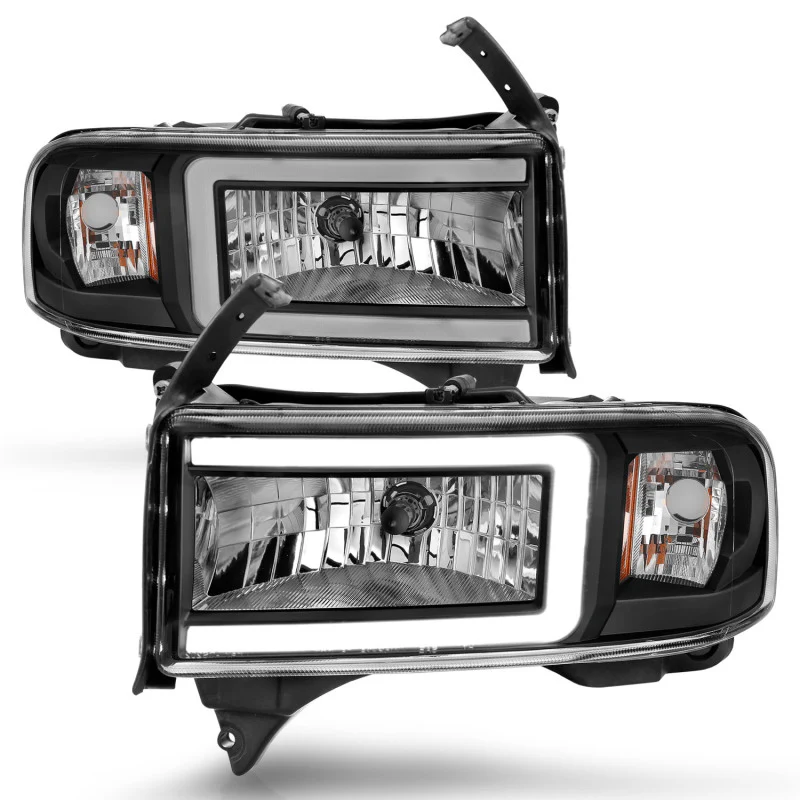 ANZO 94-02 Dodge RAM Crystal Headlight - w/ Light Bar Black Housing - Image 12