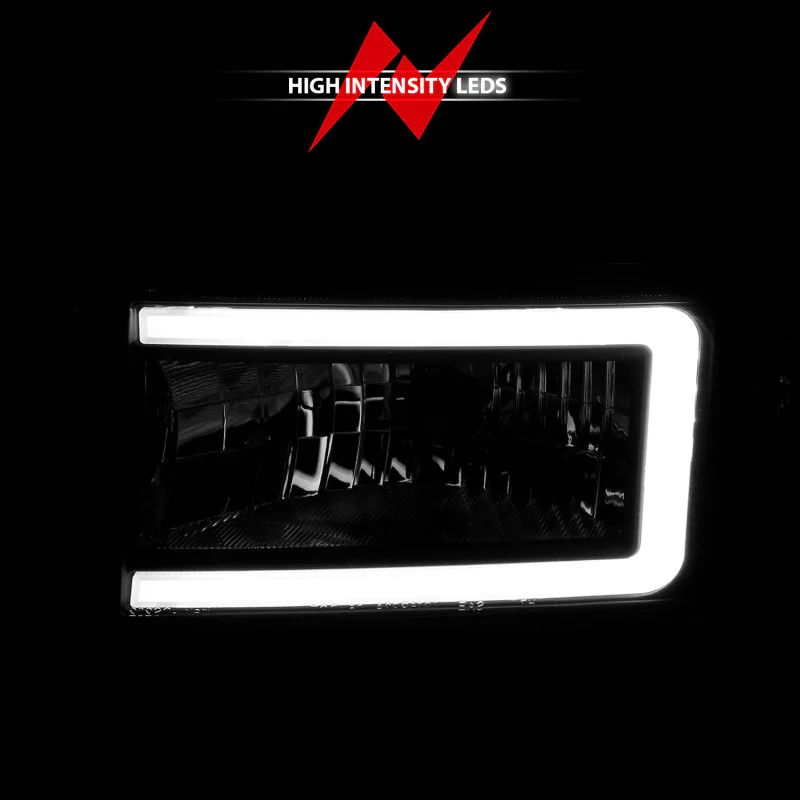 ANZO 94-02 Dodge RAM Crystal Headlight - w/ Light Bar Black Housing - Image 5