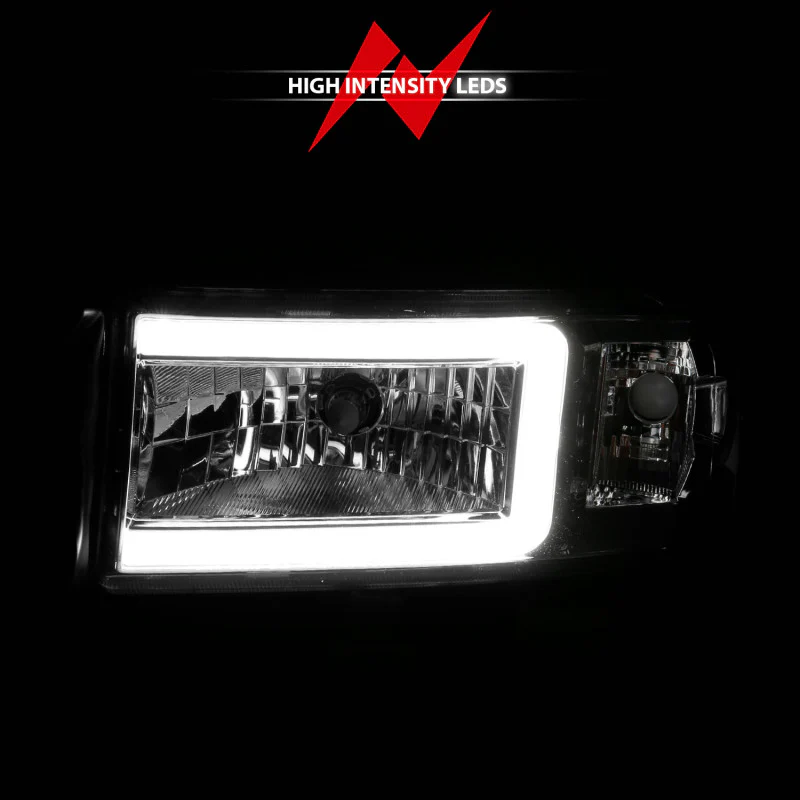 ANZO 94-02 Dodge RAM Crystal Headlight - w/ Light Bar Chrome Housing - Image 11
