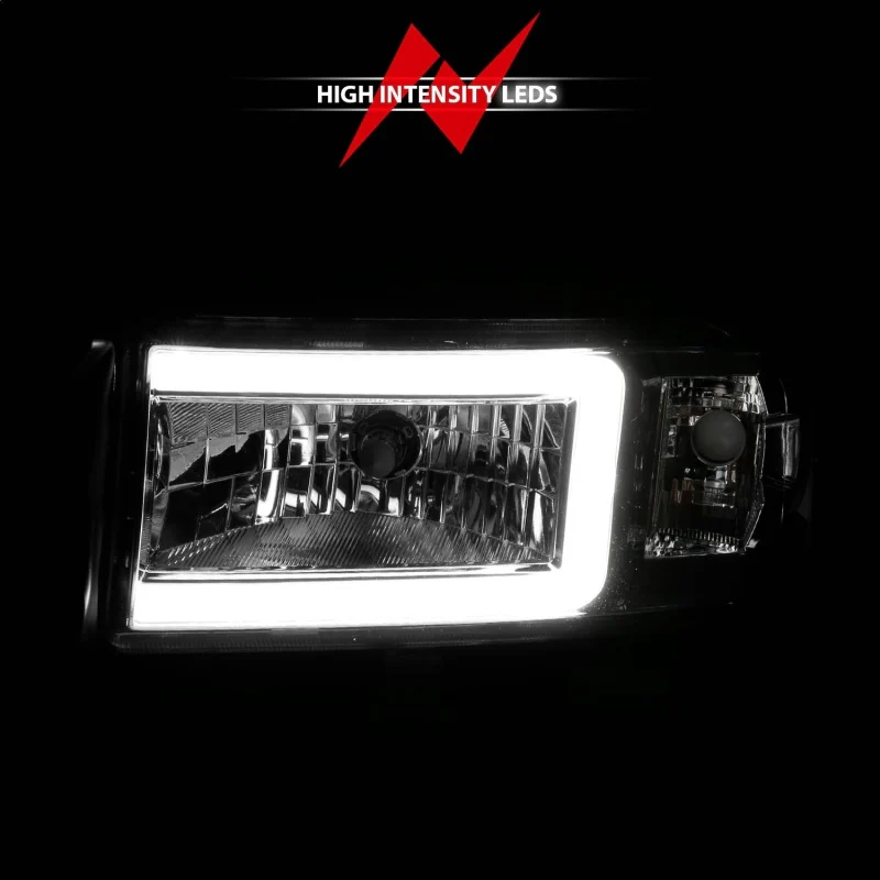 ANZO 94-02 Dodge RAM Crystal Headlight - w/ Light Bar Chrome Housing - Image 5