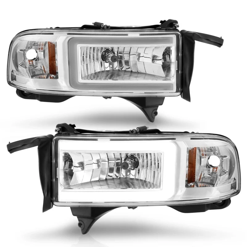 ANZO 94-02 Dodge RAM Crystal Headlight - w/ Light Bar Chrome Housing - Image 9
