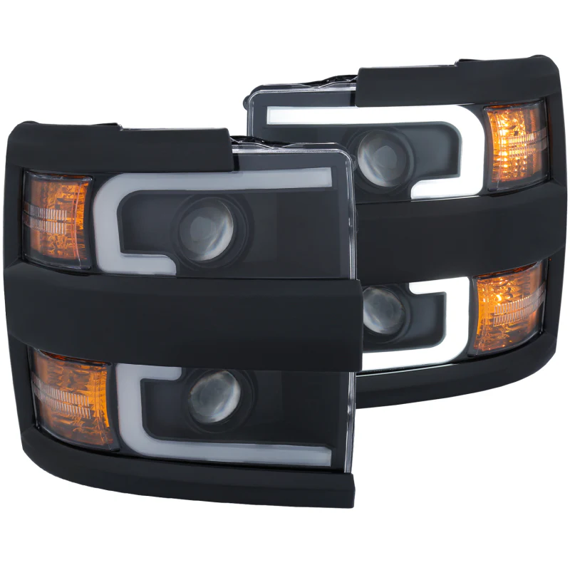 ANZO Projector Headlights 15-17 Chevrolet Silverado 2500HD / 3500HD Black w/ Black Rim - Image 2