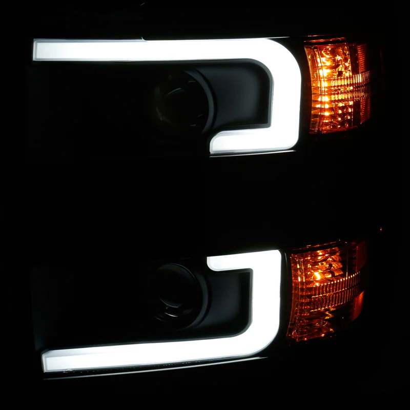 ANZO Projector Headlights 15-17 Chevrolet Silverado 2500HD / 3500HD Black w/ Black Rim - Image 8
