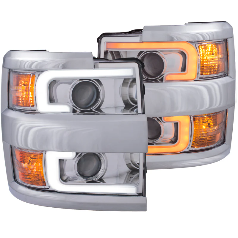 ANZO Projector Headlights 15-17 Chevrolet Silverado 2500HD / 3500HD Chrome w/ Chrome Rim - Image 12