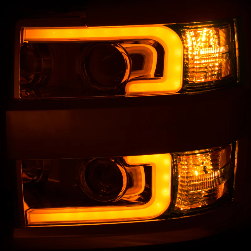 ANZO Projector Headlights 15-17 Chevrolet Silverado 2500HD / 3500HD Chrome w/ Chrome Rim - Image 16