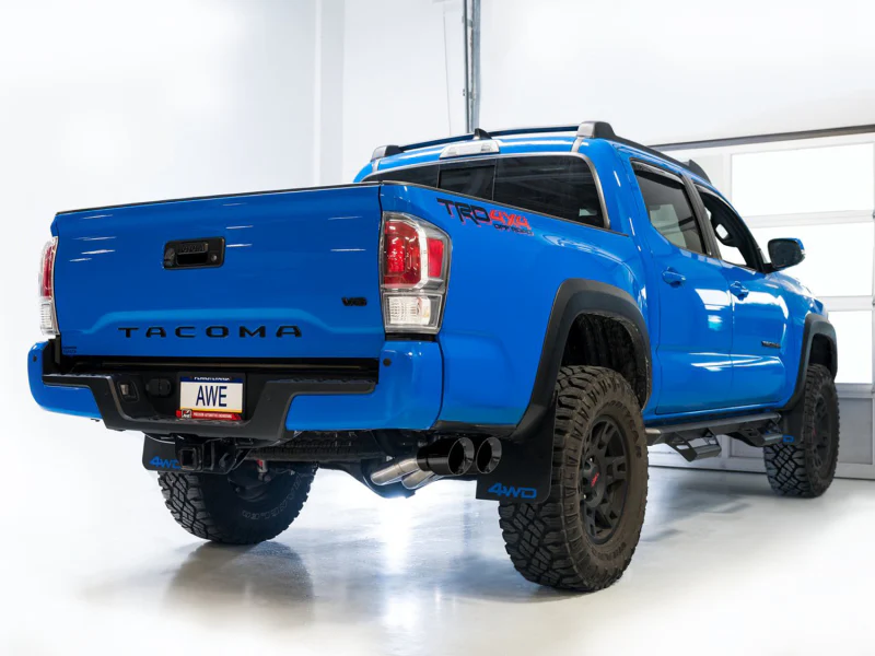 AWE 16-22 Toyota Tacoma 0FG Catback Exhaust w/ BashGuard - Dual Diamond Black Tips - Image 14