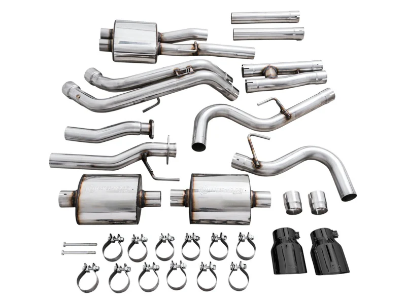 AWE 16-22 Toyota Tacoma 0FG Catback Exhaust w/ BashGuard - Dual Diamond Black Tips - Image 21