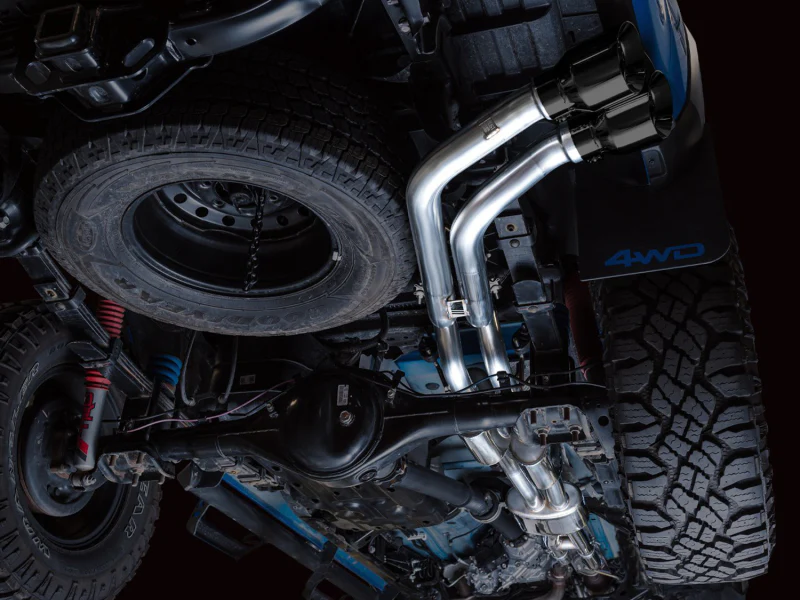 AWE 16-22 Toyota Tacoma 0FG Catback Exhaust w/ BashGuard - Dual Diamond Black Tips - Image 4