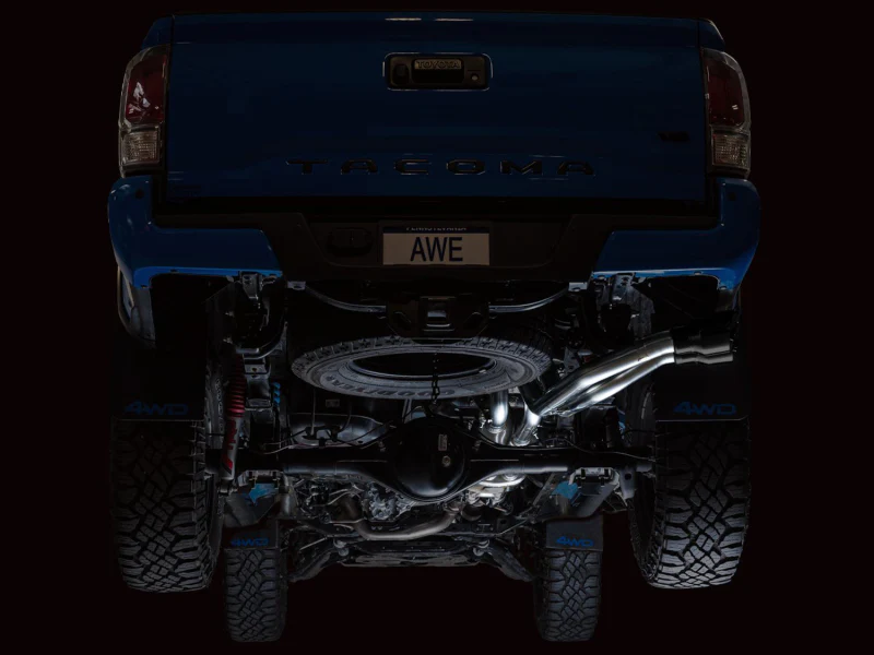 AWE 16-22 Toyota Tacoma 0FG Catback Exhaust w/ BashGuard - Dual Diamond Black Tips - Image 5