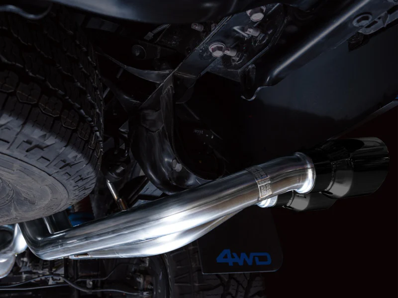 AWE 16-22 Toyota Tacoma 0FG Catback Exhaust w/ BashGuard - Dual Diamond Black Tips - Image 9