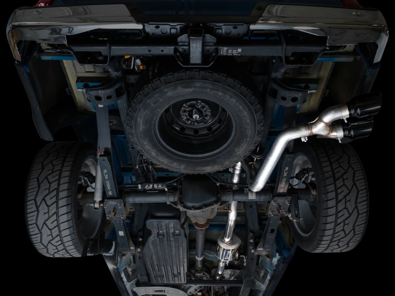 AWE 21-25 Ford F150 (14th Gen Reg Cab) Cat-Back Exhaust - 4.5in Dual Side Exit Diamond Black Tips - Image 6