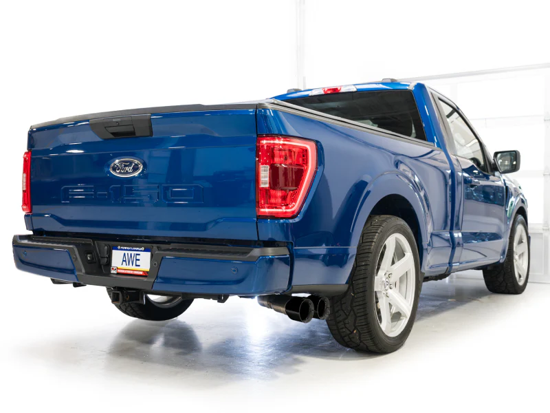 AWE 21-25 Ford F150 (14th Gen Reg Cab) Cat-Back Exhaust - 4.5in Dual Side Exit Diamond Black Tips - Image 7