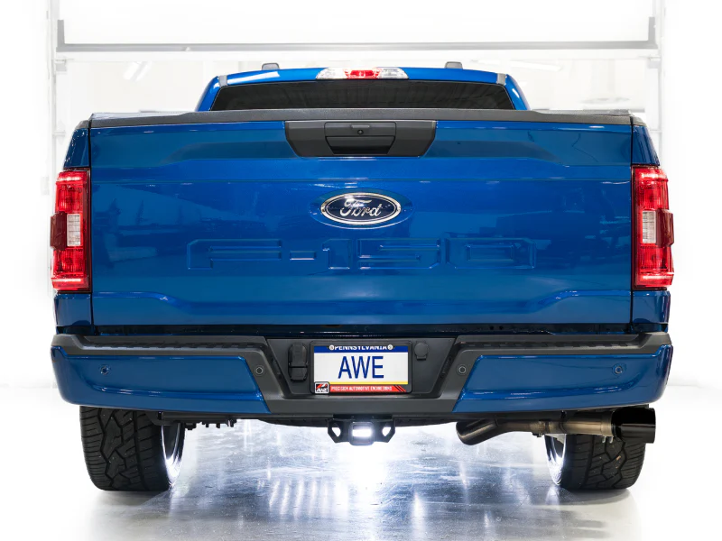 AWE 21-25 Ford F150 (14th Gen Reg Cab) Cat-Back Exhaust - 4.5in Dual Side Exit Diamond Black Tips - Image 8