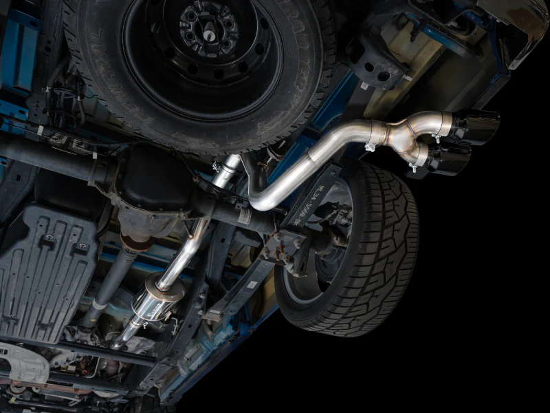AWE 21-25 Ford F150 (14th Gen Reg Cab) Cat-Back Exhaust - 4.5in Dual Side Exit Diamond Black Tips - Image 9