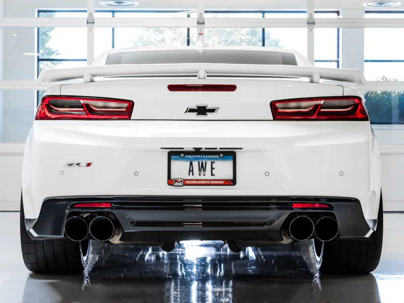 AWE Tuning 16-19 Chevy Camaro SS Non-Res Cat-Back Exhaust - Track Edition (Quad Diamond Black Tips) - Image 2