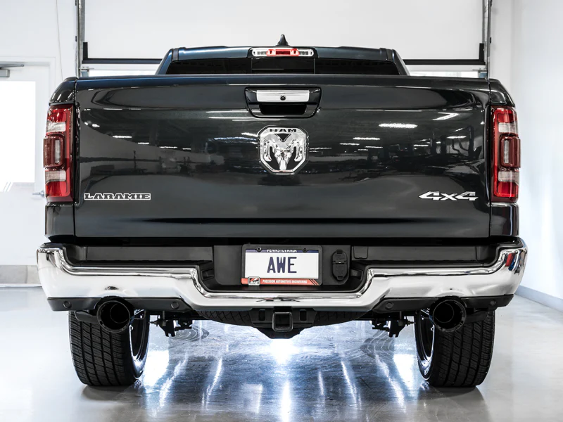 AWE Tuning 19-21 RAM 1500 5.7L (w/Cutouts) 0FG Dual Rear Exit Cat-Back Exhaust - Diamond Black Tips - Image 5
