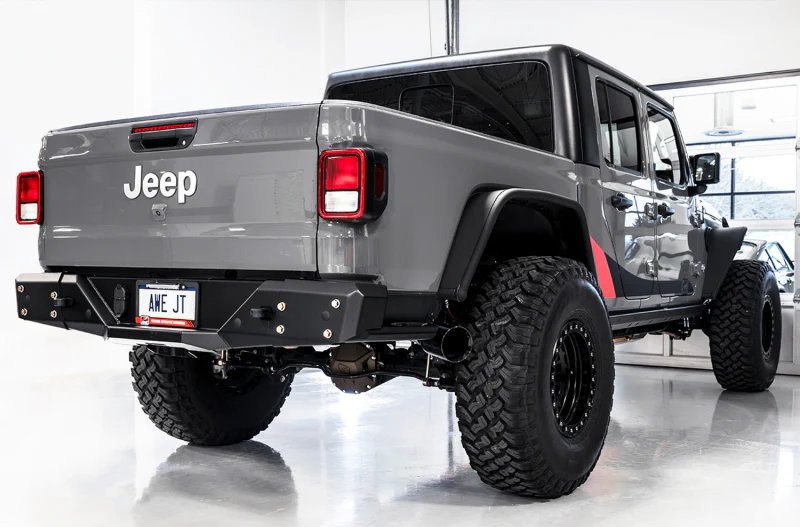 AWE Tuning 20-21 Jeep Gladiator JT 3.6L Tread Edition Cat-Back Dual Exhaust - Diamond Black Tip - Image 14