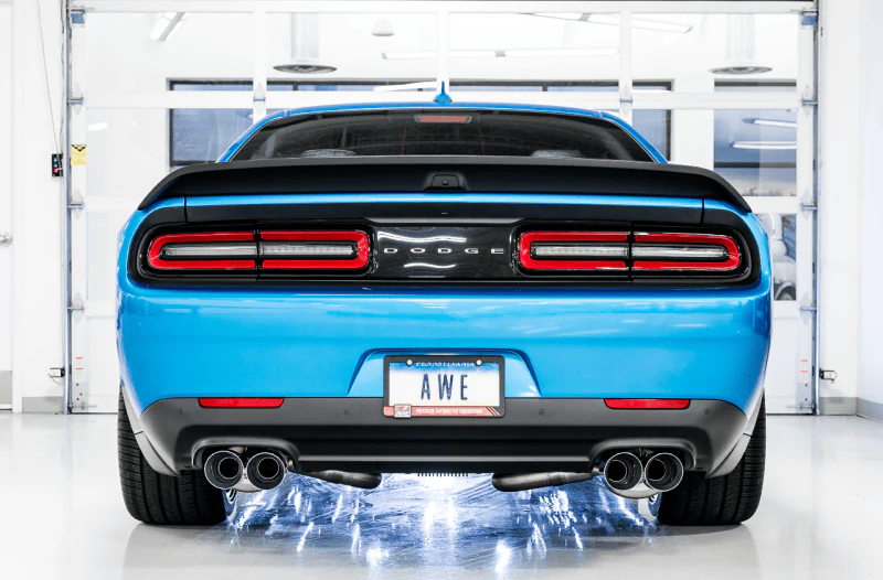 AWE Tuning 2015+ Dodge Challenger 6.4L/6.2L Non-Resonated Touring Edition Exhaust - Quad Silver Tips - Image 3