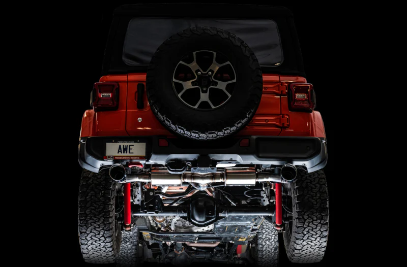 AWE Tuning 2018+ Jeep Wrangler JL/JLU Tread Edition Axle-Back Dual Exhaust - Diamond Black Tips - Image 3