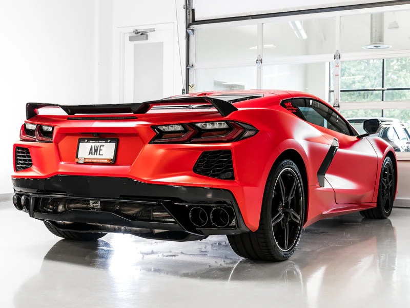 AWE Tuning 2020 Chevrolet Corvette (C8) Touring Edition Exhaust - Quad Diamond Black Tips - Image 3