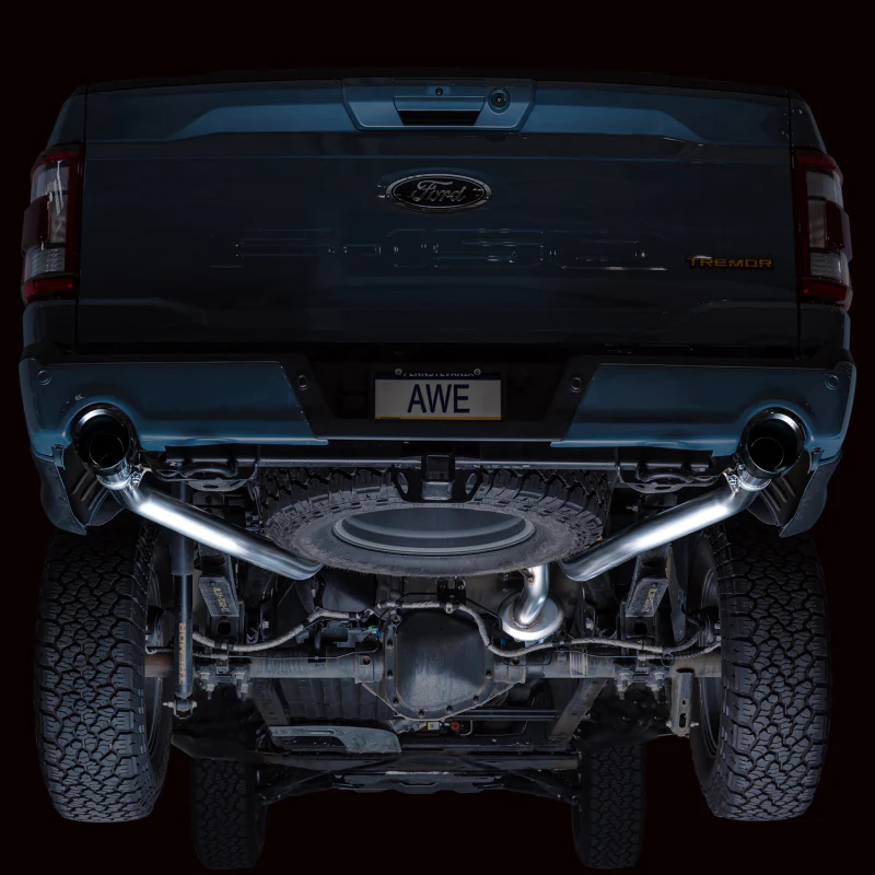 AWE Tuning 2021+ Ford F-150 Tremor (w/ Bumper Cutouts) 0FG Non-Resonated Catback -Diamond Black Tips - Image 12