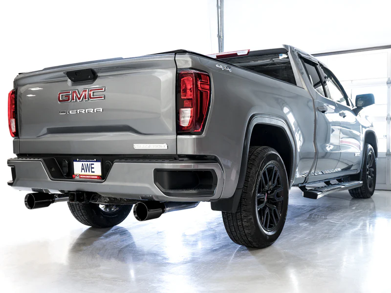 AWE Tuning 4th Gen GM 1500 5.3L 0FG Catback Split Rear Exit (Flat Bumper) - Dual Diamond Tips - Image 3