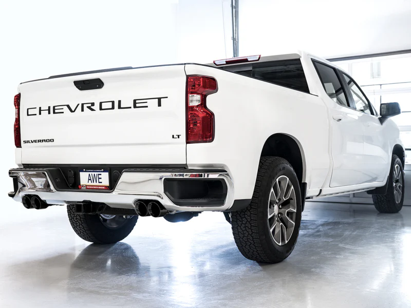 AWE Tuning 4th Gen GM 1500 5.3L 0FG Catback Split Rear Exit (w/ Bumper Cutouts) - Quad Diamond Tips - Image 2