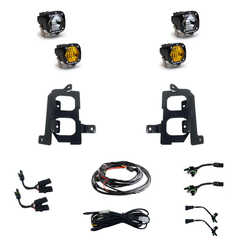 Baja Designs 19+ GMC 1500 S1 Fog Pocket Mount Kit Clear Spot / Amber Wide Cornering - Image 2